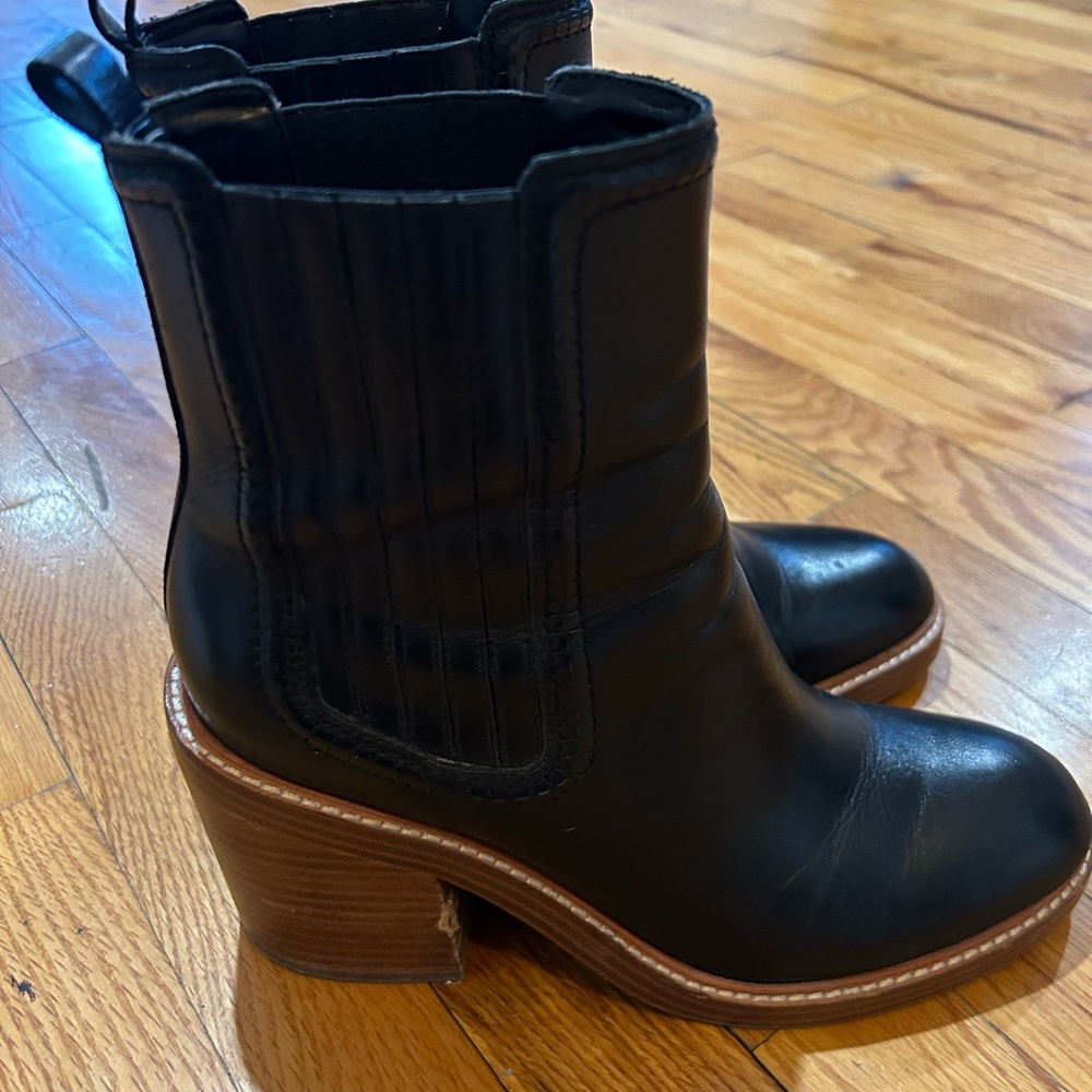 Marc Fisher LTD Womens MLFREDY Block Heel Leather Booties Size 9